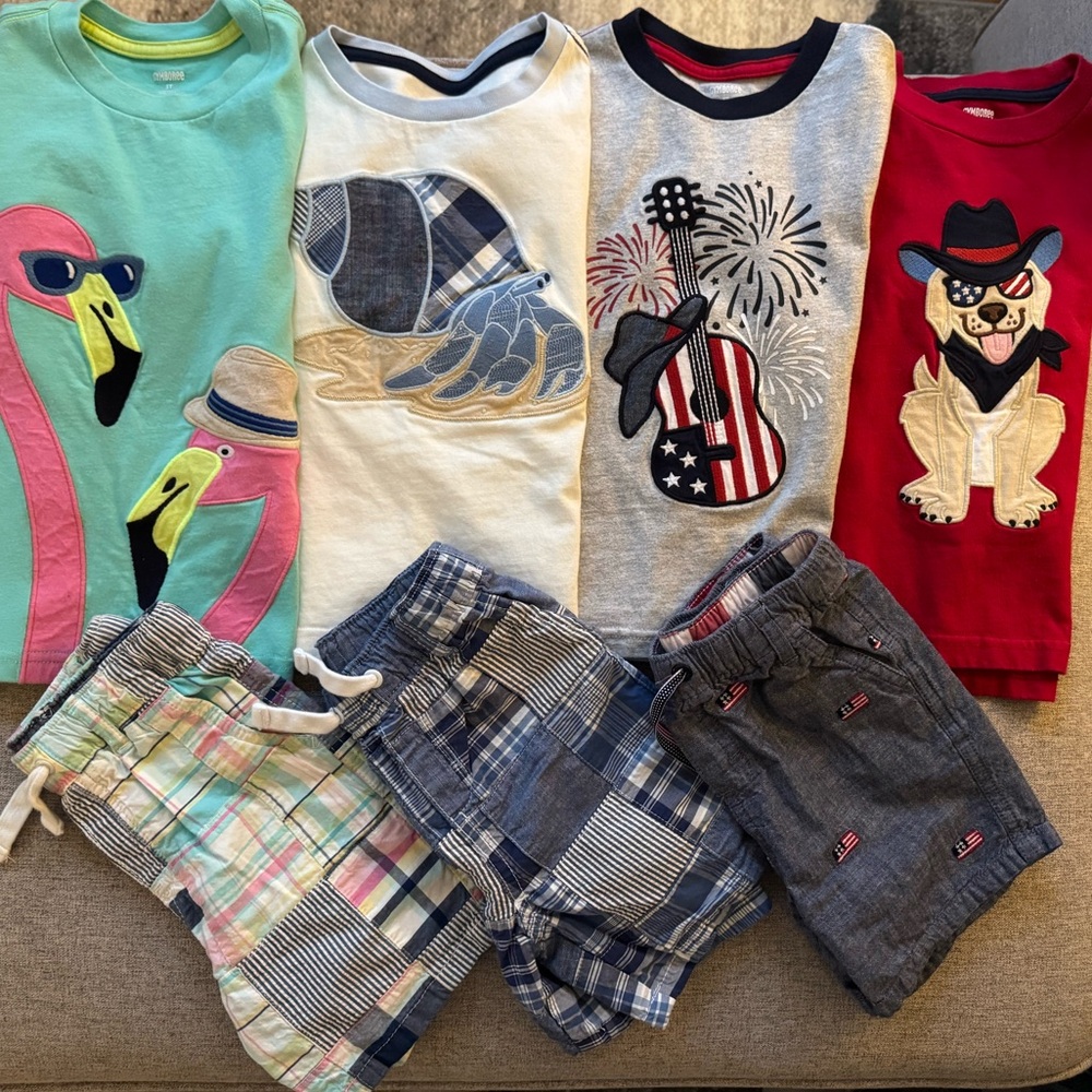 Bundle of 4 Gymboree Kids' Graphic Tees and Shorts Set